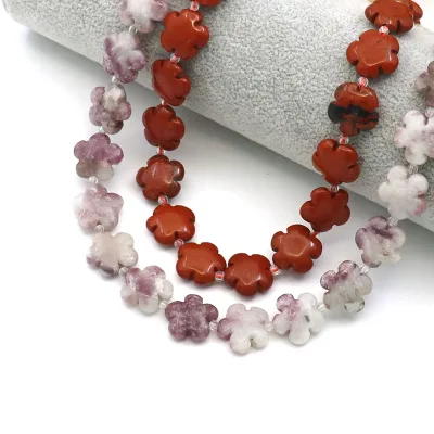 Five-Leaved Flower Shape 15mm Loose Stone Beads & Bead Assortments Decorative DIY Stone Beads Charms for Jewelry Making