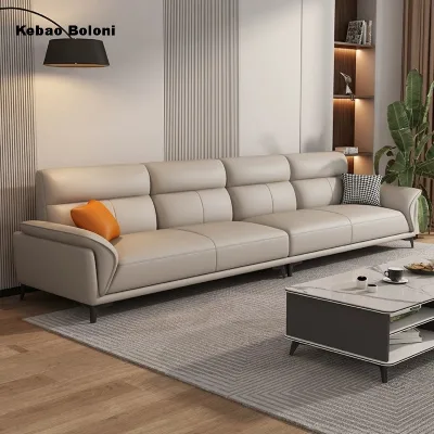 Modern Electric Recliner Sectional Sofa Set Genuine Leather with Sponge Filling Rectangle Shape Modular Sofa for Living Room