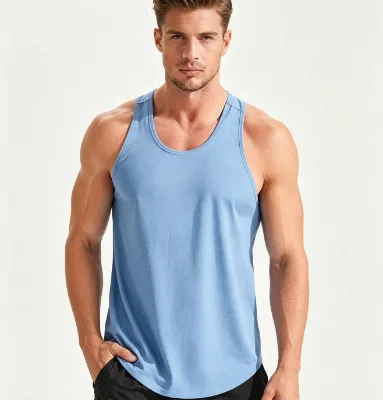 Men U Neck Y Back Athletic Tank Top 3 Pack, Heather Quick Dry Lightweight Sleeveless Gym Workout Muscle Tank