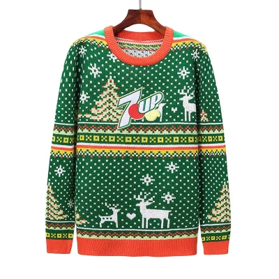 Customize Christmas Holiday Knitted Sweater Ugly Pullover Winter Casual O-neck 7 up Long Sleeve Wool Man Sweaters