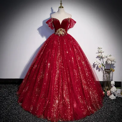Evening Dress Vintage Off-Shoulder with Lace Ruffles V-Neck for Parties Formal Events Backless Design