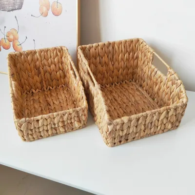 Creative Nordic Wind Grass Woven Water Hyacinth Storage Box Kitchen Scallion Ginger Garlic Storage Basket Sea Straw Basket