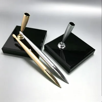 MA-249G Gold Graduation Senior Gift Customizable Elegant Design Private Label Metal Acrylic Base Stationery School Pen Holder