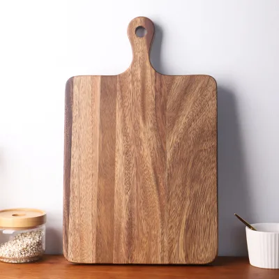 Natural Advanced Double Sided Rectangular Irregular Wooden Cutting Board with Handle for Kitchen