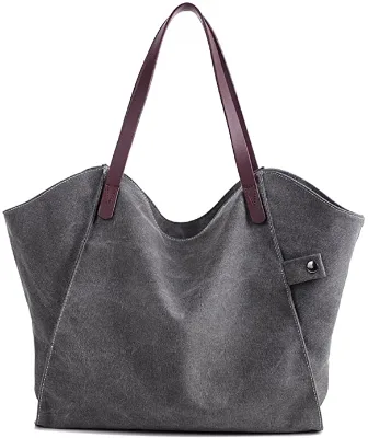 Large Crossbody Retro Women'S Work Shoulder Fashion Waxed Canvas Tote Bag