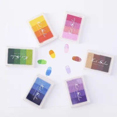 Gradient Colorful Long Lasting Refill Washable Rainbow Craft Toy Stamp Pad Printing Pad Ink Pad