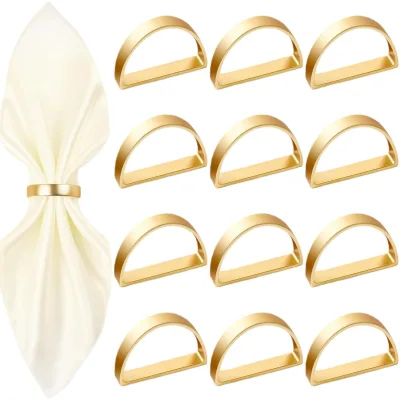 Wholesale Modern Luxury Wedding Decorative Metal Table Napkin Ring Holders Semicircle Matte Gold Napkin Rings Set