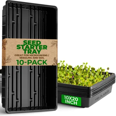 Wholesale Black Plastic Plant Propagation Tray No Drain Holes for Seedling Microgreens Soil Hydroponic Garden Use