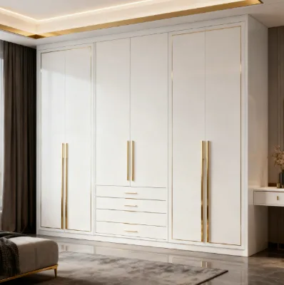 Premium Custom White Wardrobe with Gold Detailing for Ultra-Luxury Home Bedroom Aesthetic Solutions