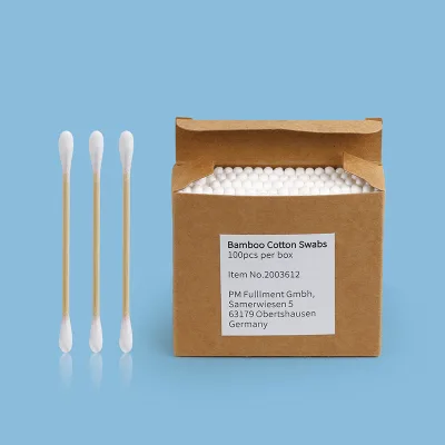 200pcs Eco Friendly with Double Head Organic Bamboo Cotton Buds Ear Clean Swab Sticks Wooden Makeup Cotton Swabs