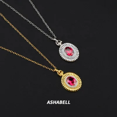 Pendant Necklace Birthday Gift Jewelry Silver Plated Gold Lab Grown Diamond Ruby Oval Vintage Customized S925 Sterling 18K 1 Pcs