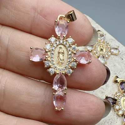 Cross-border European and American Accessories Crystal Zircon Cross Pendant Fashion Necklace Pendant Pendant Accessories