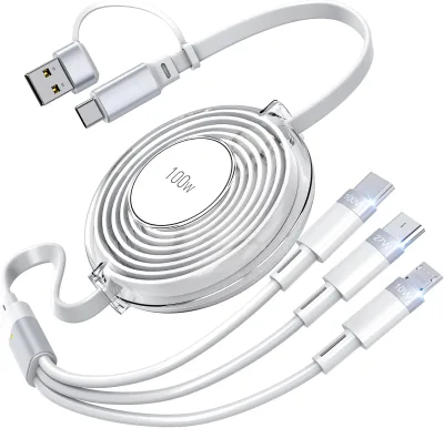 Custom Usb Charger Cables 1.2m TPE Usb Charge 3in1 Connector Charger Retractable Cable Multi-function Usb Charger Cable