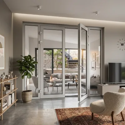 Wholesale Aluminum Alloy Double Tempered Glass Sound Insulation Double Door for Residential Project