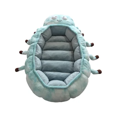 Creative, fun, and cute double-sided soft rabbit plush caterpillar-shaped fully wrapped lazy sofa