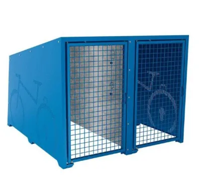 Weather Resistant Public Bike Storage Unit Secure Bicycle Locker with Anti Theft Hoops, Floor Rail and Optional Solid Door Plate