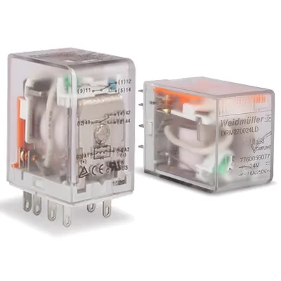 Weidmuller DR270024LD 24VDC 7760056077 8-Pin 10A 230V Miniature Electromagnetic Industrial Control Telecommunication White Relay