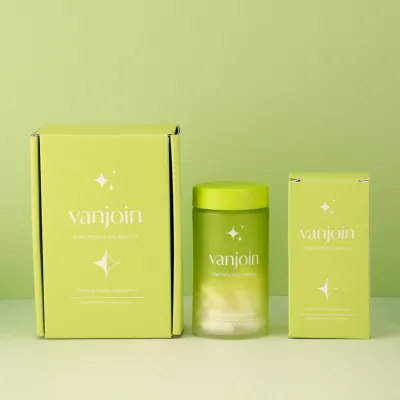 Moisture-proof & Durable Frosted Green Gradient Glass Capsule Jar with Gift Box for Pills Herbs and Small Cosmetics Packaging