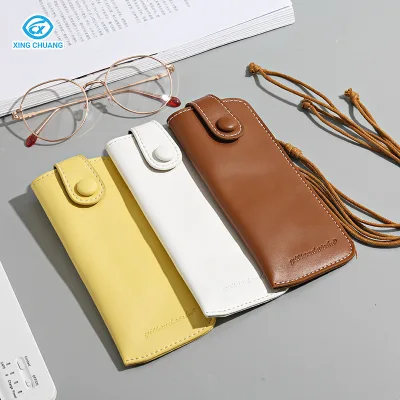 Hot Selling Quality PU Eyeglass Case with Soft Foldable Hanging Strap Portable Anti Pressure Glasses Case