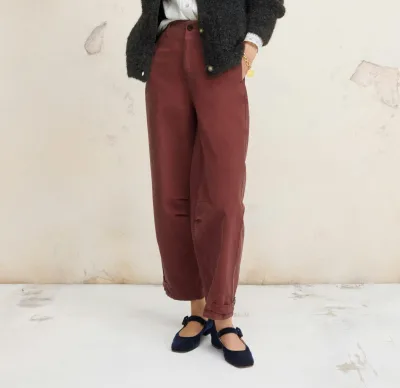 Women's Brown Shiny Cotton Corduroy Pants Autumn Winter High Street Chic Classic Casual Style Solid Pocket Elastic Waist Pants