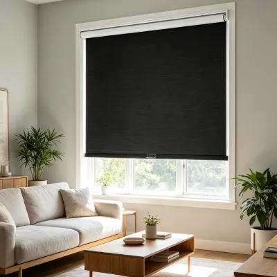 Cordless Spring Blackout Roller Blinds Custom Size Textured Fabric Window Shades Bulk Supply for Photography Studio