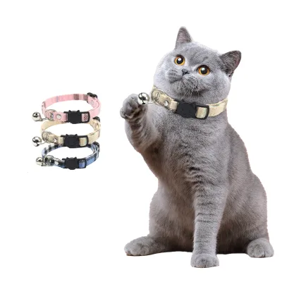 Adjustable Pink Plaid Cat Collar with Bells Soft Cotton Breakaway Pet Collar Personalized for Small Puppy Dogs