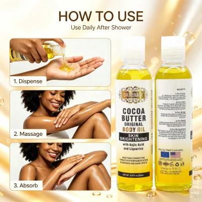200ml Cocoa Butter Body Oil, Brightening Skin Massage Oil, Multipurpose Oil for Body & Hair, Skin Care Oil Wholesale