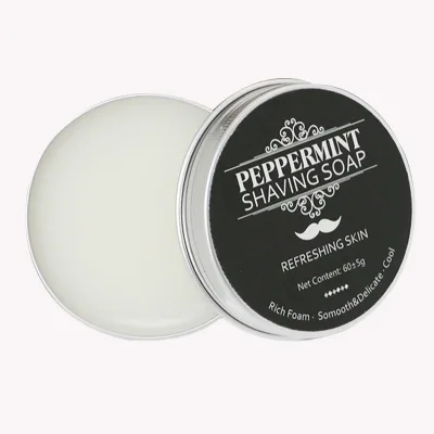 Custom Logo Handmade Aluminum Box Packed Beard Balm Men Shaving Soap for Face Beard Cleansing Moisturizing and Refreshing