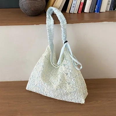 Korean Style Niche Underarm Shoulder Bag 2026 Summer New Fresh Simple Floral Lace Single Strap Crossbody Bag for Women