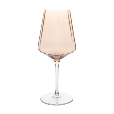 Custom Logo Color Hand Blown Lead-free Crystal BPA Free 200ml Red Wine Glasses Modern Long Stem Clear Ribbed Glassware Set