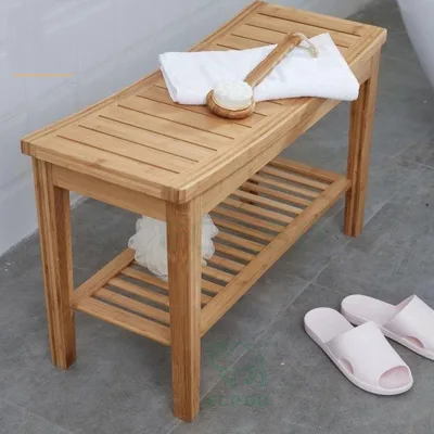 New Arrival Bamboo Teak Shower Seat Bench Bathroom Stool ECO-Friendly Bamboo Shower Bench with Shelf Bathroom Wood Seat Bench