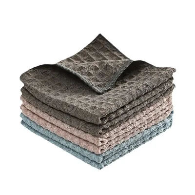 High Temperature Resistant Microfiber Waffle Cloth for Kitchen Non-Greasy Dishwashing That Absorbs Water and Does Not Shed Hair
