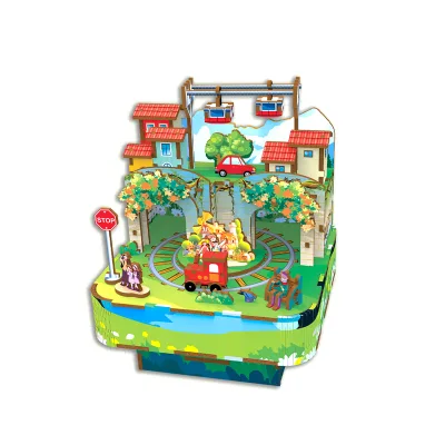 100PCS DIY Assemble Track Train Music Box Custom Wooden 3d Building Puzzle Toy