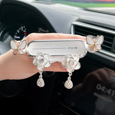 Luxury Women Bling Glitter Diamond Flower Gravity Car Mount Mobile Phone Holder for iphone 360 Rotating Bracket Smartphone Stand