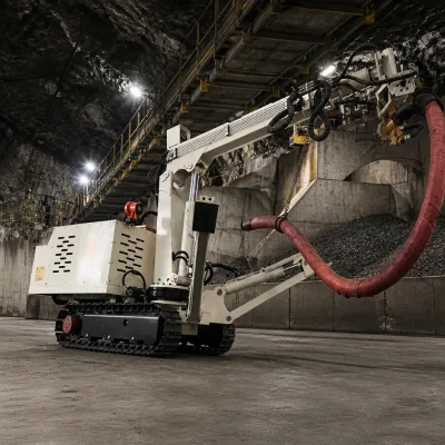MCF-60LY Best Price Mining Auxiliary Shotcrete Vehicle 3-Section Telescopic Boom 360° Nozzle Steel Track for Narrow Roadway