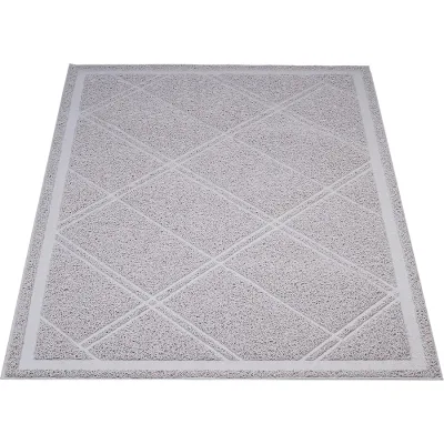 Cat Litter Box Mat Soft Waterproof Cat Paws Odor & Litter Dispersion Control 24x35" Gray for Front Door Use