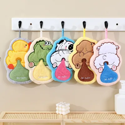 New Animal Coral Velvet Cute Animal Bureau Custom Towel Children's Souvenir Kitchen Cartoon Hand Towel for Home