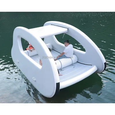 Waterproof DWF Watercraft Boat Inflatable Sea Party Boat Inflatable House Boat Float Island Luxury Style for Lake and River