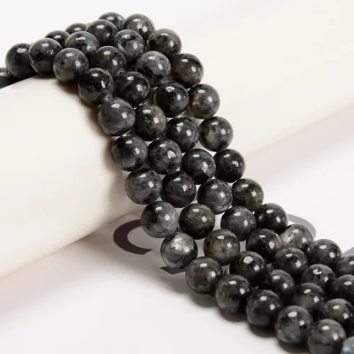 YMJ 6mm 8mm10mm Classic Gray White Spectrolite Larvikite Labradorite Gemstone Strand Loose Small Beads Necklace Bracelet Pendant