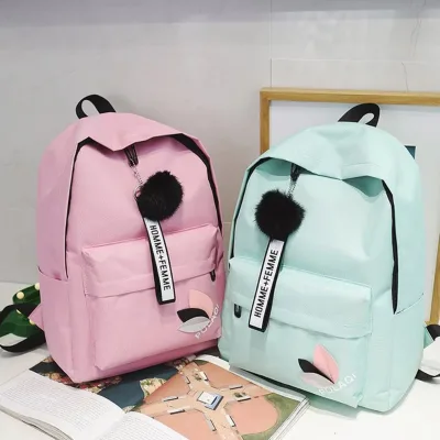 Large Capacity Waterproof School Backpack for Teens Girls Students Smooth Zipper Solid Color Casual Daypack Bag Student Supply