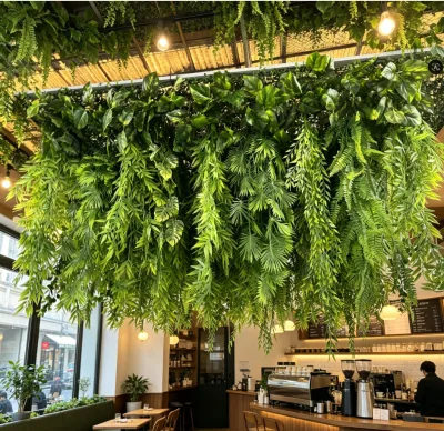 Customized Artificial Greenery Fern Vine Eucalyptus Leaves Ceiling Wall Landscape Ornament