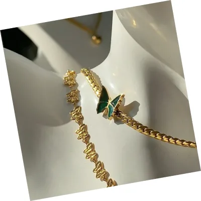 New Trendy Stainless Steel 18k Gold Plated Butterfly Neckless Wholesale Custom Waterproof Fashion Jewelry Women's Necklace