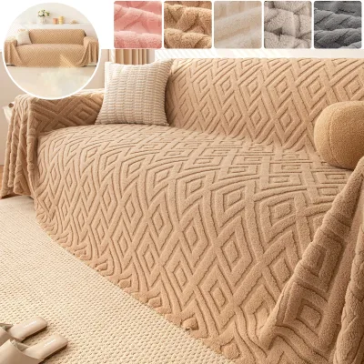 New Cream Style Full Coverage Sofa Throw Fall Winter Plush Warm Skirt Edge Sofa Cover for Elegant Home Decor
