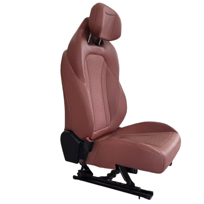 High-Performance Brown Leather Car Seat with Multi-Adjustment Features