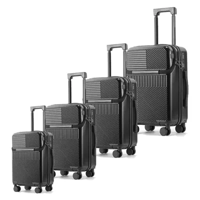 2026 New Design Front Open Hardshell Large Luggage Suitcase Set Aluminum Alloy Trolley Spinner Wheels Portable Lightweight