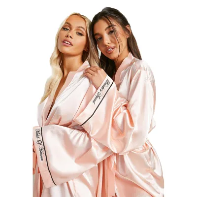 KY EMBROIDERED KIMONO Brides Maid Silk Robes Women Luxury Long Sleeve Bride Robe Femme Elegant