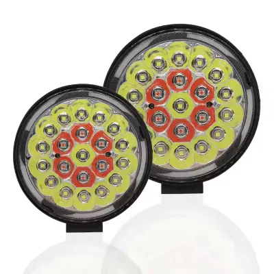 Modified LED 63W Work Light Bar with Red Blue White Flash for SUV & Motorcycle Enhanced Driving Lights