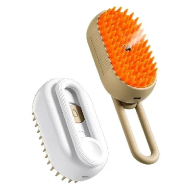 USB Rechargeable One-Click Steam Pet Massage Comb 3-in-1 Water Spray Waterproof Beauty Brush for Cats Dogs Birds