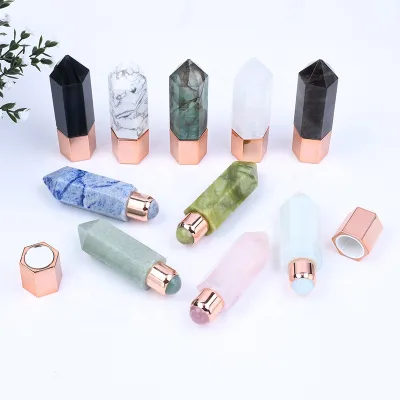 Mini Natural Gemstone Perfume Bottle Essential Oil Roller Bottles Gemstone Perfume Bottle Perfume Oil