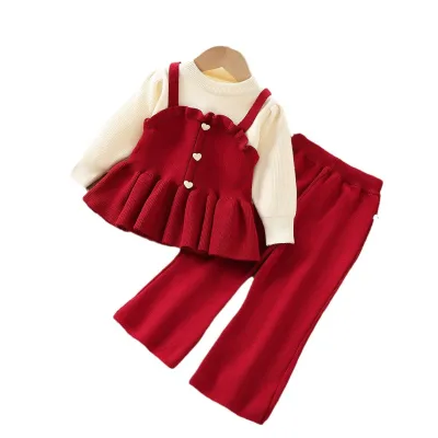 Girls' Sweater Set - New Fall Style - Little Girls' Two-Piece Knitted Long-Sleeved Set of Pants
